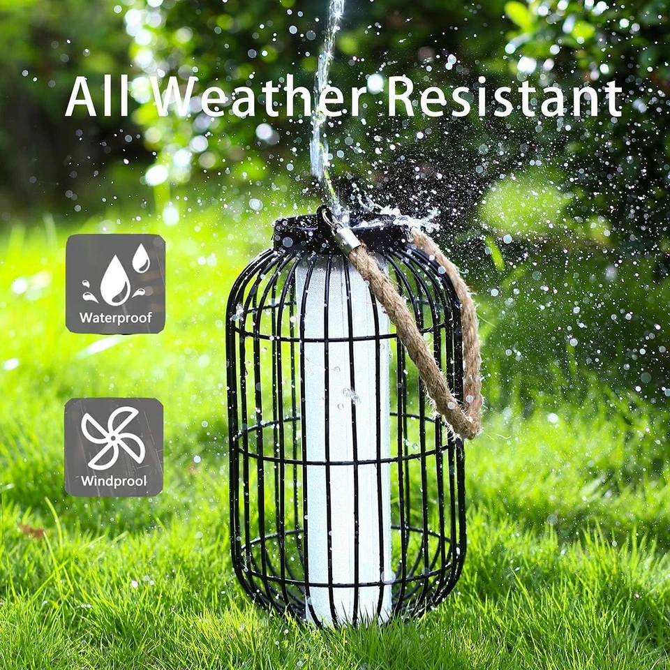 Large Solar Powered Lantern Outdoor-Heavy Duty Metal Hanging Lights Decorative - Image 4 of 4
