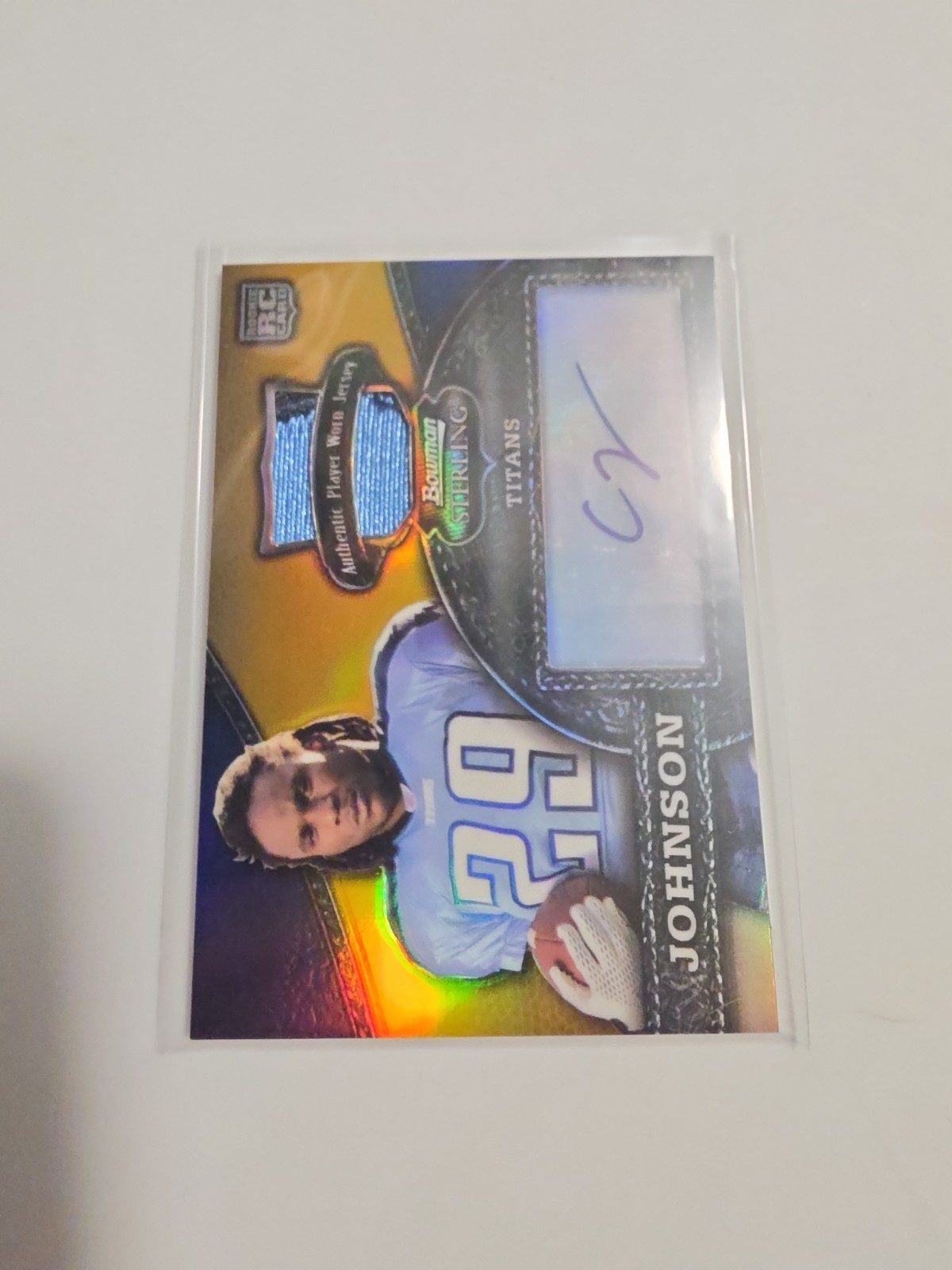 Chris Johnson 2008 Bowman Sterling Gold Rookie Jersey Auto 2 Clr Titans /235 RC