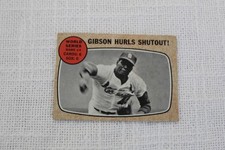 1968 TOPPS BASEBALL #154 WORLD SERIES GAME #4 BOB GIBSON - GIBSON HURLS SHUTOUT!