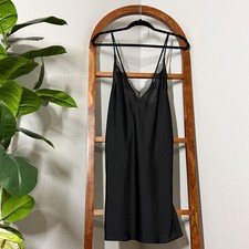 Victoria's Secret XL Black Satin Lace Trim Dress Slip