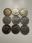 Lot of 9 United States Kennedy Half Dollar Coins (1966-1989)