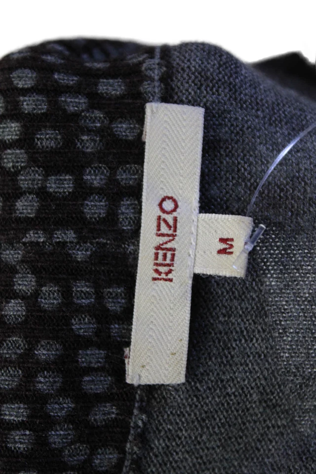 Suéter Suéter Kenzo Para Mujer Tejido Estampado Abstracto Capucha Cuello Marrón Talla M Foto 4 de 4