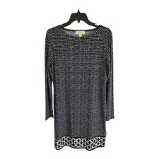 Michael Kors Dress Size Medium Knee Length Black White Long Sleeve Stretch