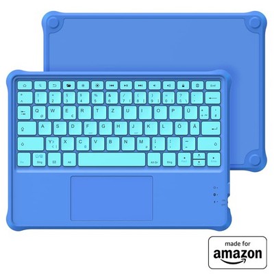 Kabellose Bluetooth Tastatur  Made for Amazon  für Kinder blau für Fire HD 10