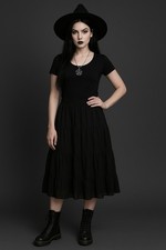 Vintage Maxi Chiffon Black Whimsigoth Skirt Tiered Witchy Fairy Goth Sz 24W