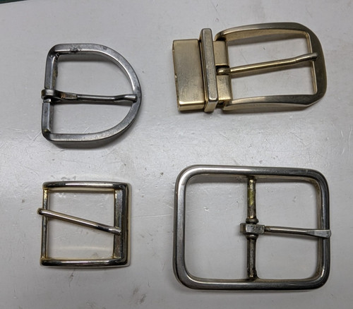 LOT OF 4 Rectangle Buckles Center Bar Silver Tone Color Brass Metal Vintage