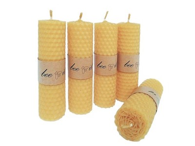 5 x reines Bienenwachs, handgerollte Wabenkerzen, Box mit natürlichem Bienenw...