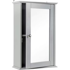 Bathroom Cabinet Single Door Mirrored  Storage Shelf Cupboard Makeup Shaving
