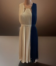 Halston Black And Cream AccordIan Cocktail Dress (Needs Dry Cleaning~Mark) SZ 2