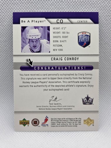 2005-06 Upper Deck Be A Player Auto Craig Conroy #CO - Picture 2 of 2