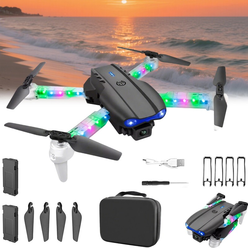 HD Drone with Dual Camera 2 Batteries FPV GPS Auto Return Foldable RC Quadcopter