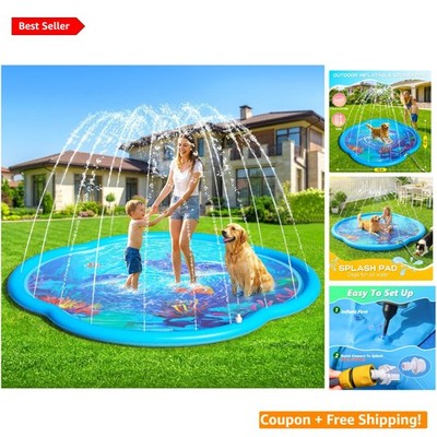 Vibrant Sea World Splash Pad - 75'' Water Play Mat for Family Fun Outdoors