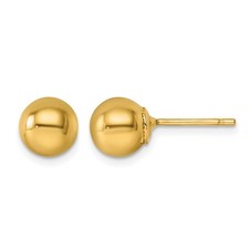 14K Yellow Gold Polished 8.0mm Ball Post Stud Earrings L-8 mm, W-8 mm