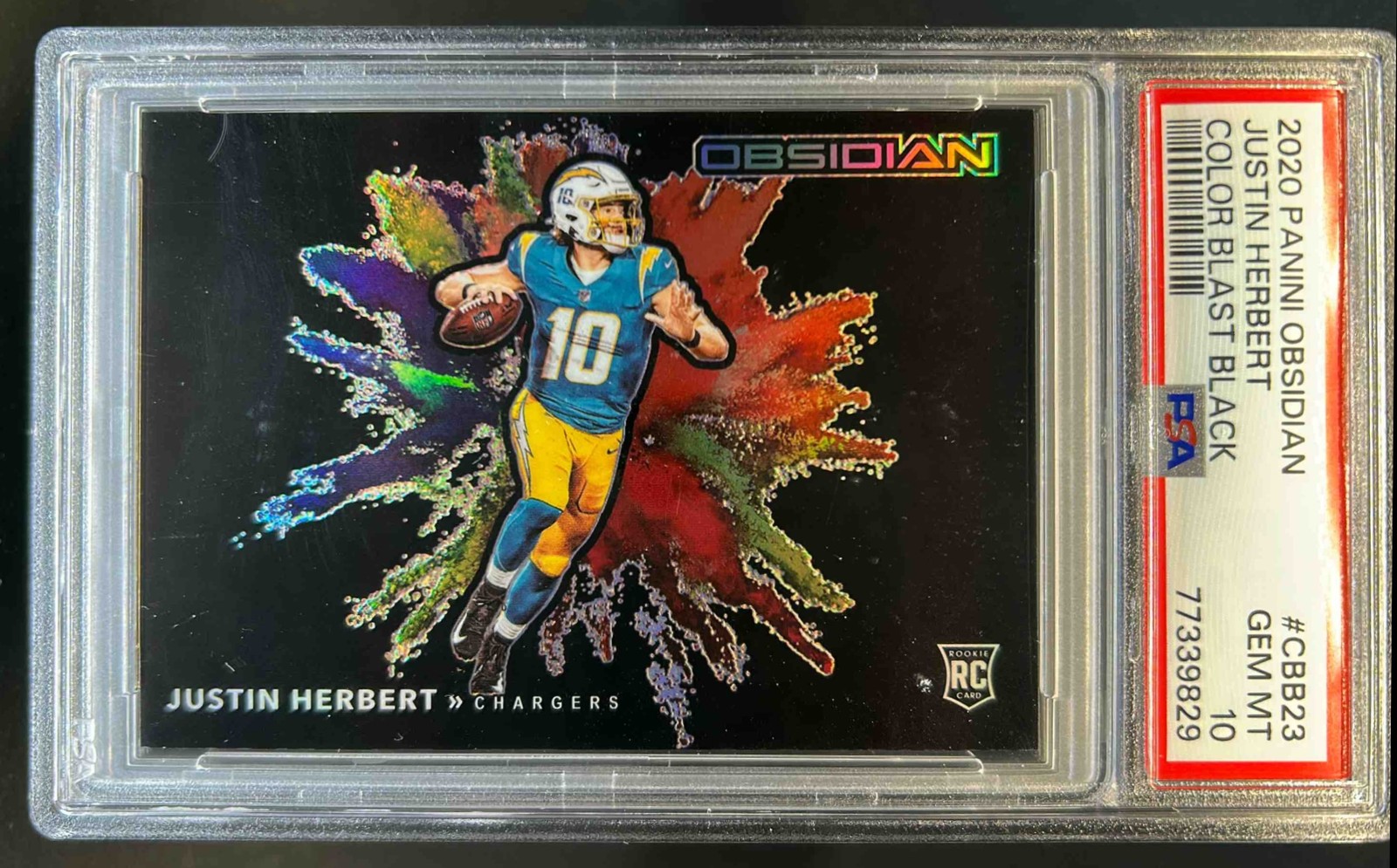 Justin Herbert Panini Obsidian Color Blast Black #CBB23 Base