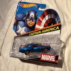 Hot Wheels Marvel Character Car CAPTIAN AMERICA Blue w/Red Line 5 Spoke 2014
