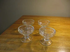 1940s-50s, Set of 4 Fluted Glass Footed Dessert Ice Cream Pudding Sherbet Cups