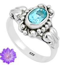 Sky Blue Topaz Gemstone 925 Sterling Silver Handmade Jewelry Ring Gift For