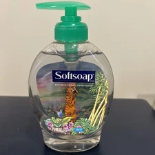 SoftSoap Soap Dispenser w/ Animal Inside Bottle Orange Tiger Cub Vintage Full