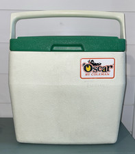 De colección 1983 Oscar Coleman 16 cuartos enfriador Ice Chest 5274 verde/blanco hecho en EE. UU.