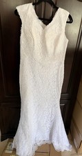 SIQINZHENG White Lace Sleeveless V-Neck Mermaid & Trumpet Button Dress 12