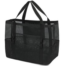 Mesh Beach Bag Foldable Beach Pool Tote Bag for Toys Vacation Supplies