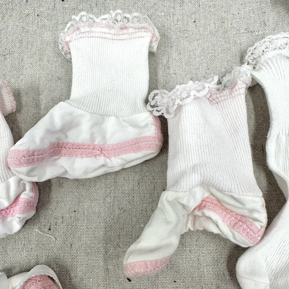Lot Of 4 Pairs Vintage 80s Girls Baby Infant Socks Foto 3 de 4