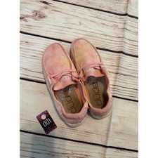 Hey Dude Wendy Pink Orange Tie Dye Canvas Slip On Loafers Womens Size 7
