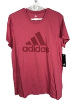 Adidas Womens M Logo T Shirt Pink Crew Neck Short Sleeve NWT