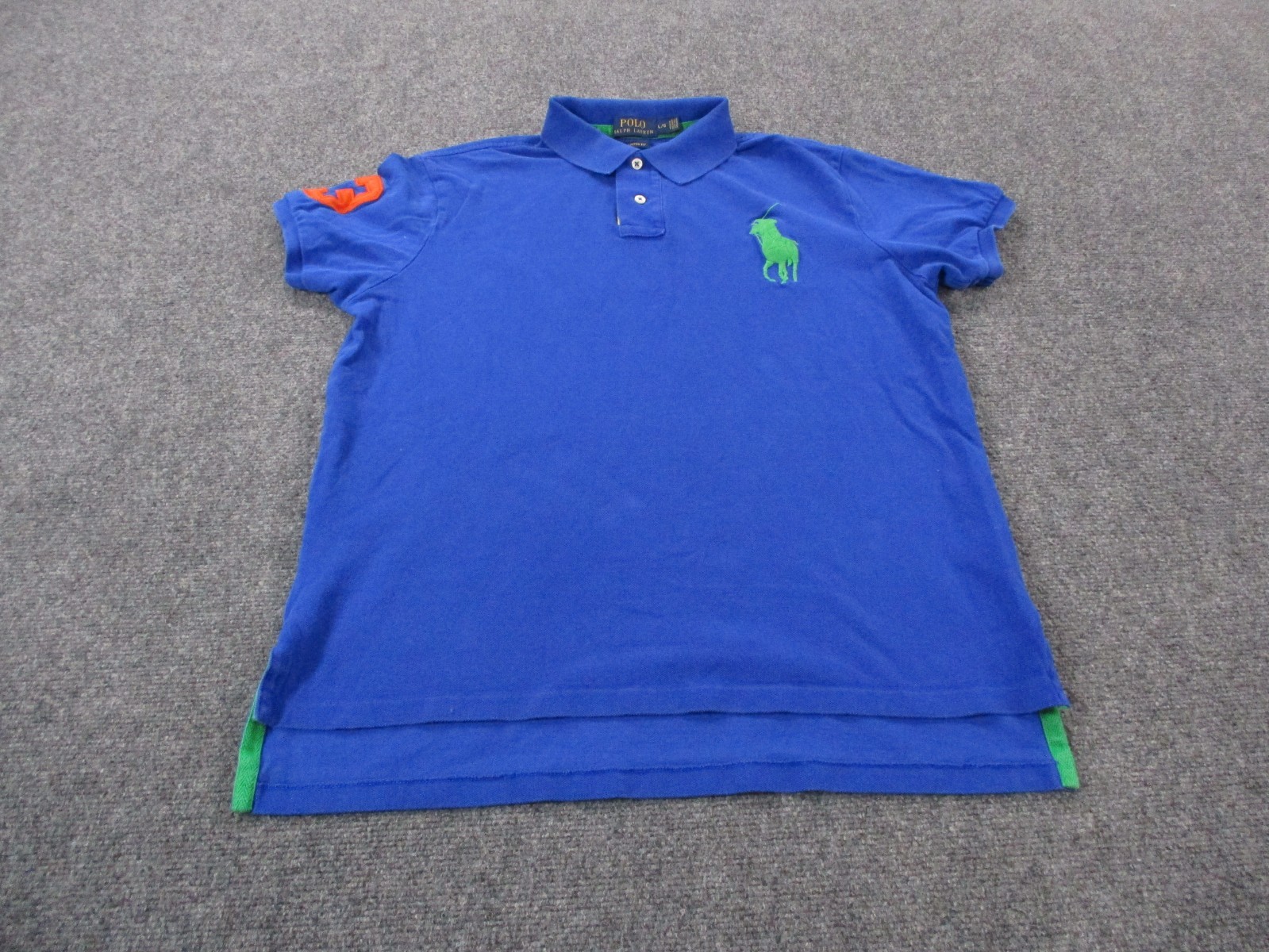 Polo Ralph Lauren Shirt Mens L Blue Golf Big Pony Preppy Custom Fit Casual