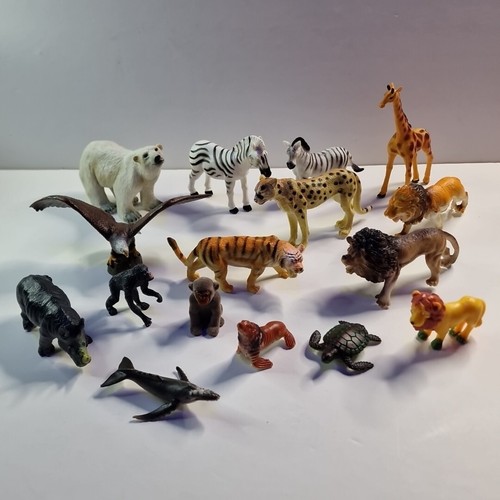 16 Various Zoo Animals Hard Plastic - Lions, Leopard, Zebra, Hippo, Giraffe Etc - Picture 2 of 18
