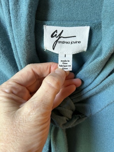 Vtg Andrea Jovine,Teal Pullover Mock Tie Frnt Sweater,Gorgeous So Soft..M/L - Picture 4 of 13