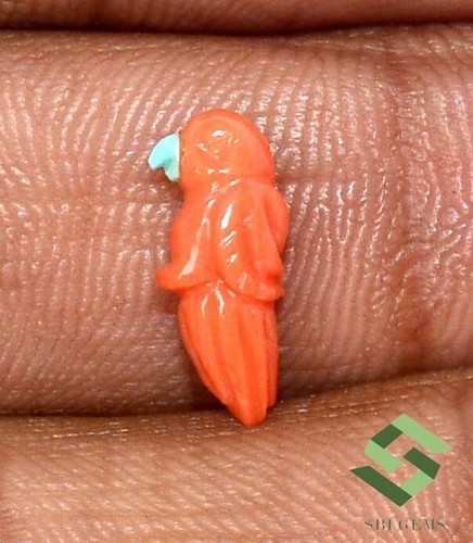 Corallo rosso naturale intaglio fatto a mano 13x5 mm 1,80 CTS pietra preziosa sfusa - Foto 7 di 7