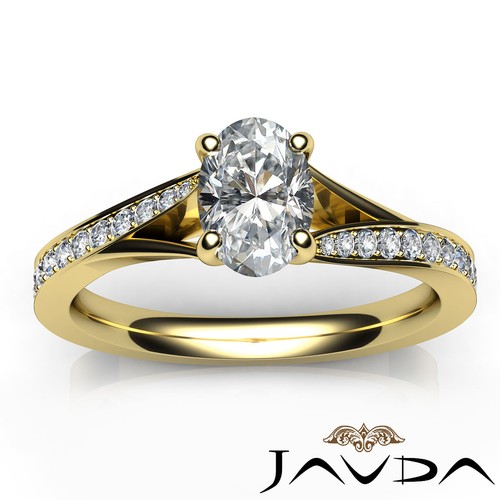 Cathedral Split Shank Oval Diamond Engagement Micro Pave Ring GIA D SI1 0.85 Ct - Picture 4 of 7