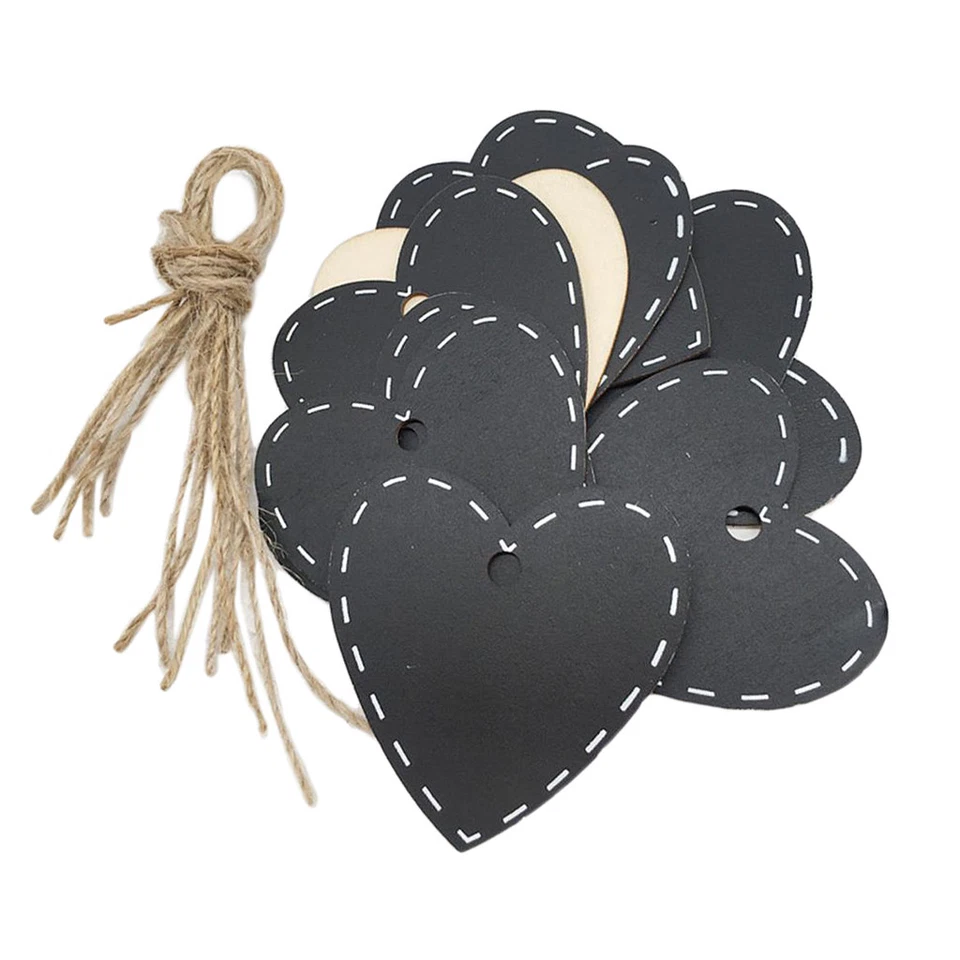 10pcs Mini Heart Shaped Chalk Message Memo Board Blackboard Hanging Tag 73mm - Image 3 of 4