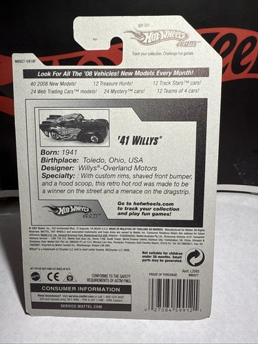 2007 Hot Wheels #77 061/196 ALL STARS 1/4 1941 WILLYS COUPE ORANGE w/Chrome 5 Sp - Picture 3 of 6