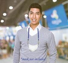 LANYARD FOR YOUR FACE MASK EASY CLIP TO HANG YOUR MASK BLUE/BLACK COLOR - 10 pcs