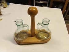 Porta Olio E Aceto Con Struttura In Legno
