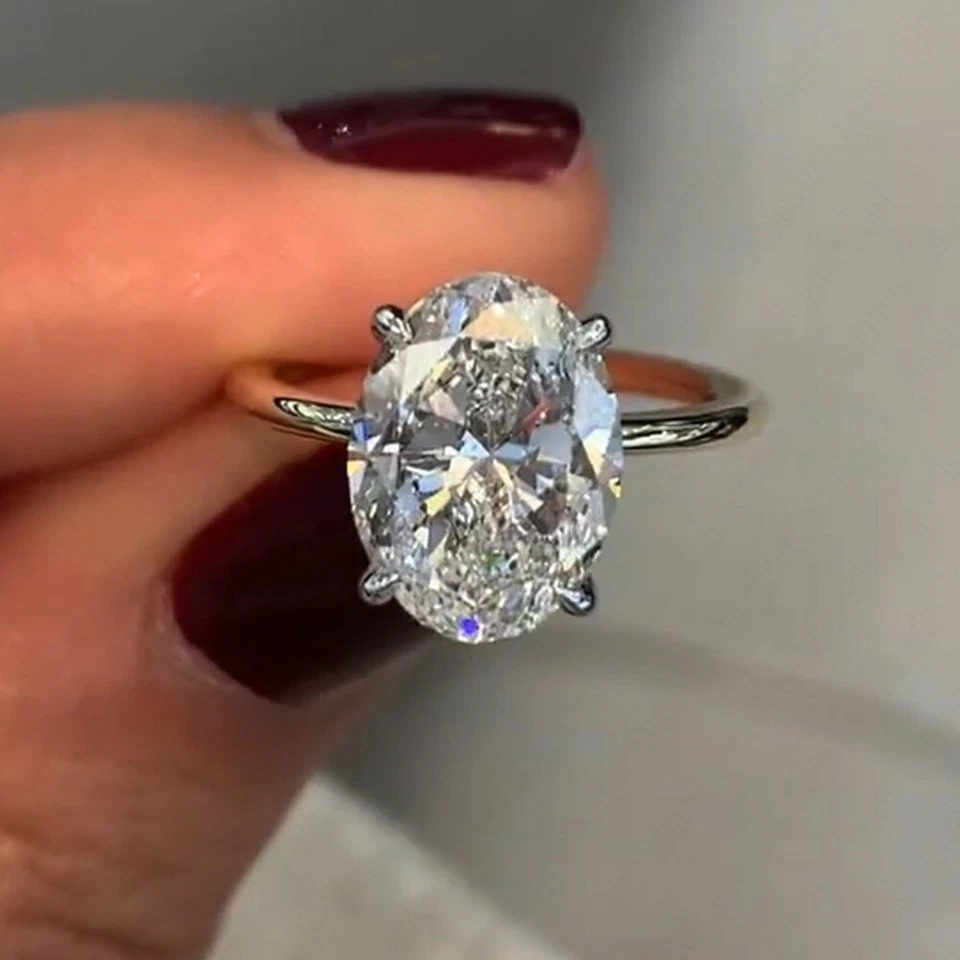 3.00Ct F VS1 Oval Cut Lab Grown Diamond Engagement Ring Solid 14K Two-Tone Gold - Image 3 of 4