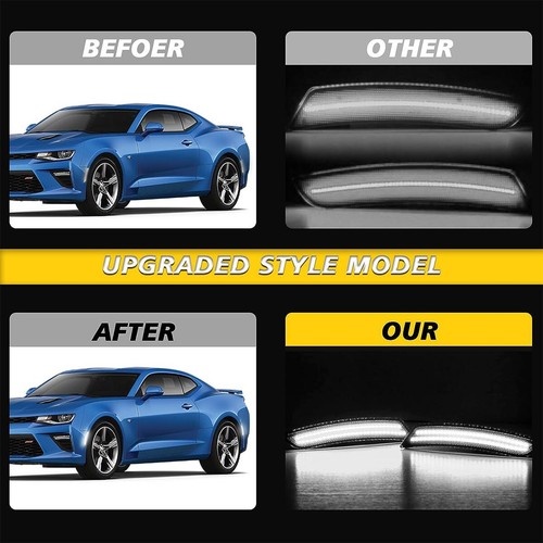 4PCS LED Side Marker Lights Front Rear White Lamp Set for Chevy Camaro 2016-2023 - Picture 8 of 13
