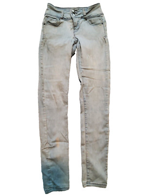 Wax Jean Ladies Acid Wash Stretch Triple Button 5 Pocket Denim Pants Size 1