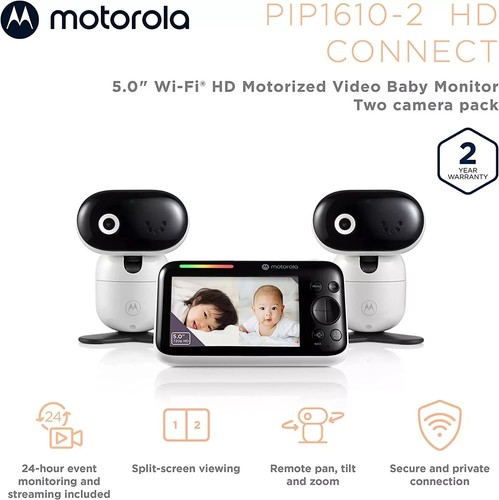 Motorola Baby Monitor PIP1610 HD - 5" WiFi Video Baby Monitor with 2 Cameras - Picture 2 of 6