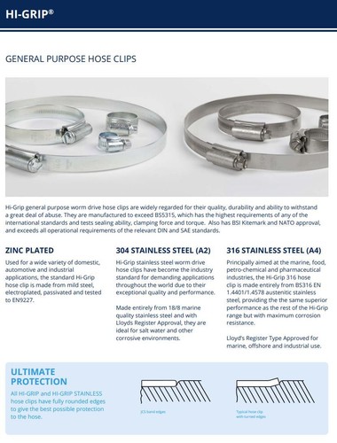 JCS Jubilee Style Hi-Grip Worm Drive Hose Clamps Clips W4 304 Stainless Steel - Picture 4 of 8