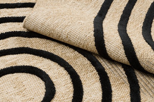 Modern structural sisal Designer Rug SPARK Geometric beige / black Best Quality - Picture 8 of 10