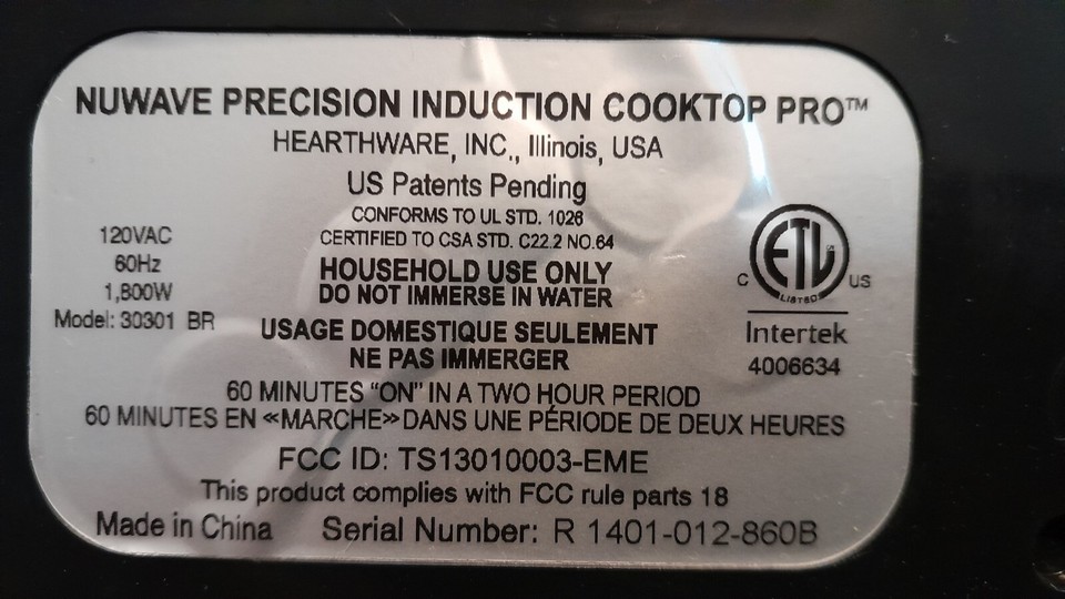 NuWave Precision Induction Cooktop PRO Black (30301) 652185303010 eBay