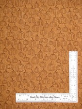 Pumpkin Fabric Rustic Fall Autumn Pumpkins "Clay" Cotton Benartex By The Yard