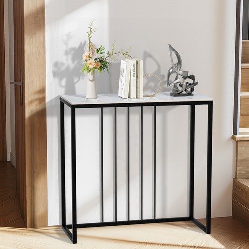 32 Inch Natural Marble Console Table Entry Living Room Bedroom Sofa Side Table - Picture 5 of 18