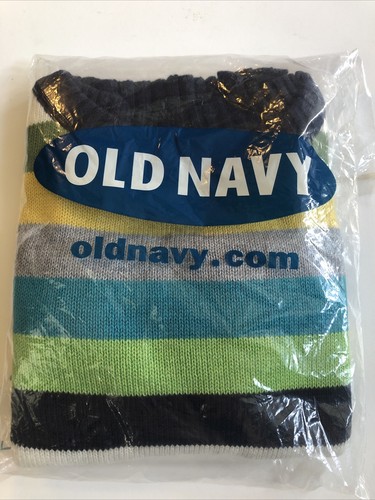 Old Navy Blue Turquoise Green Teal Cool Stripes Crew Sweater S Small 6 7 NEW - Picture 2 of 8