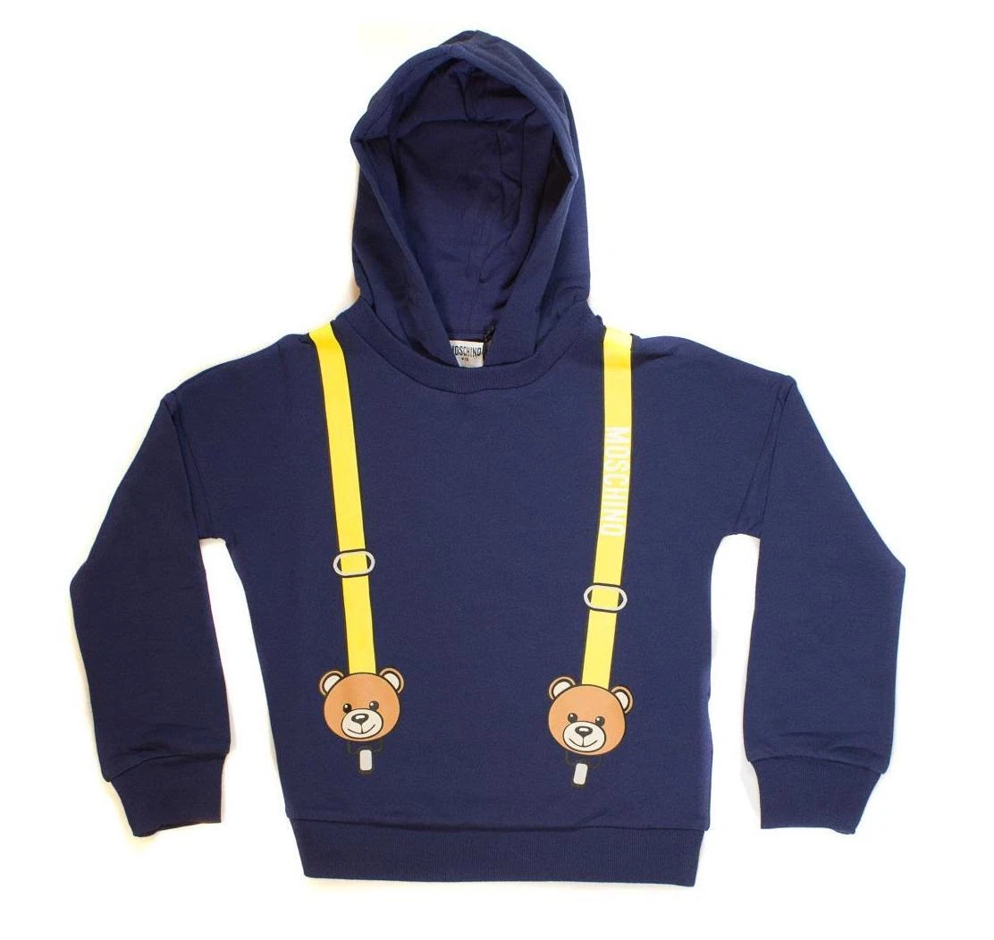 Felpa con cappuccio orsacchiotto Moschino bambini blu navy