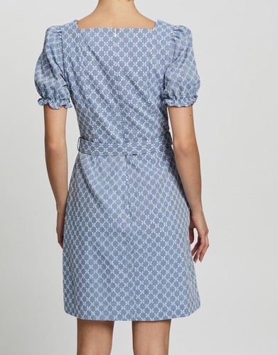 Review Size 8 Spring Fever Dress Sweetheart Blue Floral Broderie w/ Belt - Picture 5 of 14