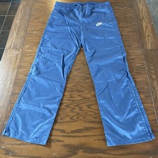 Vintage 80s Nike Track Pants  Baggy Wide Leg Swoosh Blue Tag  M Blue